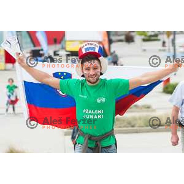 Fans of Slovenia during match between Slovenia and Netherlands in preliminary group C of Eurobasket 2015 in Arena Zagreb, Croatia on September 8th, 2015.