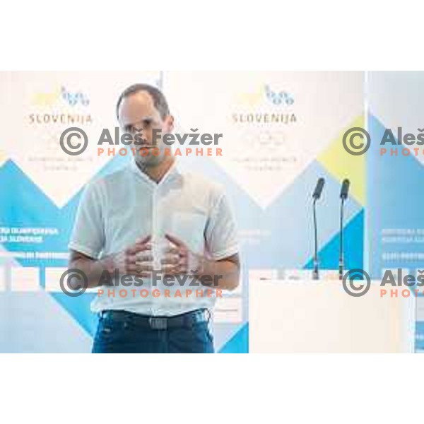 Matic Svab during press conference of Olympic Committee of Slovenia, Kristalna palaca, Ljubljana, Slovenia, September 10th, 2015.