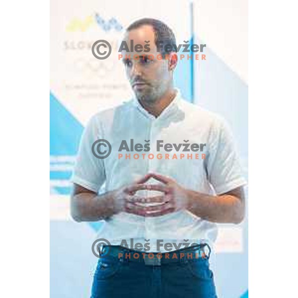 Matic Svab during press conference of Olympic Committee of Slovenia, Kristalna palaca, Ljubljana, Slovenia, September 10th, 2015.
