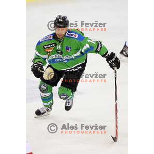 of Telemach Olimpija in action during ice-hockey match Telemach Olimpija-TWK Innsbruck in first round of EBEL league 2015/2016 in Hala Tivoli, Ljubljana, Slovenia on September 12, 2015
