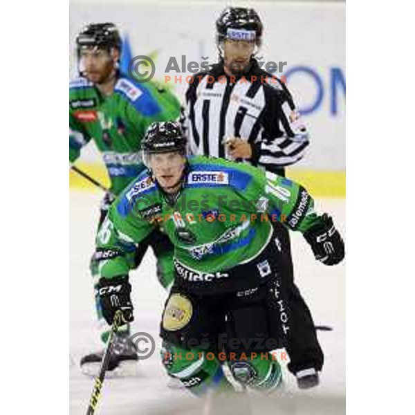 of Telemach Olimpija in action during ice-hockey match Telemach Olimpija-TWK Innsbruck in first round of EBEL league 2015/2016 in Hala Tivoli, Ljubljana, Slovenia on September 12, 2015