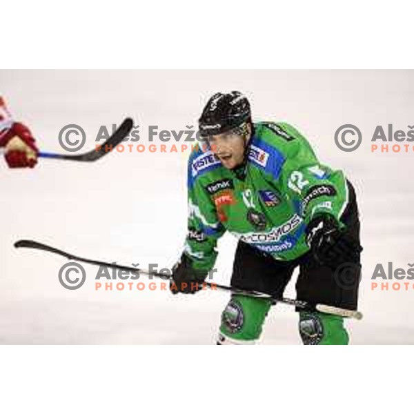 of Telemach Olimpija in action during ice-hockey match Telemach Olimpija-TWK Innsbruck in first round of EBEL league 2015/2016 in Hala Tivoli, Ljubljana, Slovenia on September 12, 2015