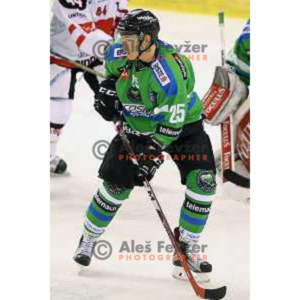 of Telemach Olimpija in action during ice-hockey match Telemach Olimpija-TWK Innsbruck in first round of EBEL league 2015/2016 in Hala Tivoli, Ljubljana, Slovenia on September 12, 2015