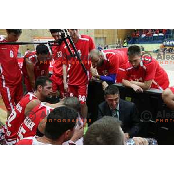 Team of Tajfun, winners of Slovenian SuperCup basketball match between Tajfun and Krka in Poden Hall, Skofja Loka on September 26, 2015