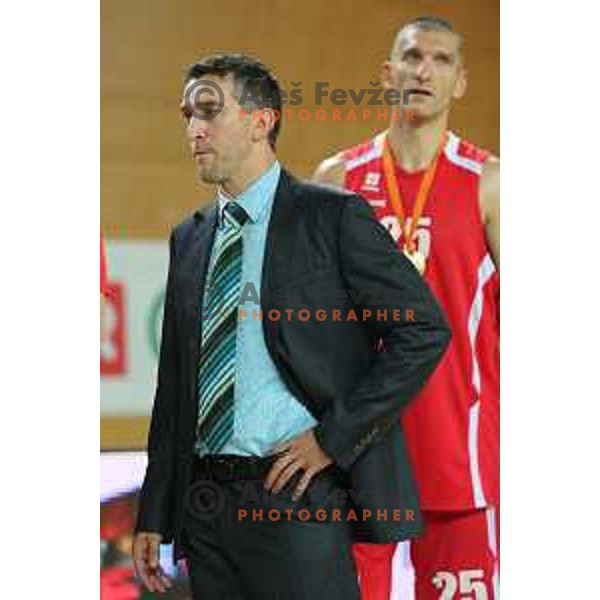 Dejan Mihevc of Tajfun in action during Slovenian SuperCup basketball match between Tajfun and Krka in Poden Hall, Skofja Loka on September 26, 2015