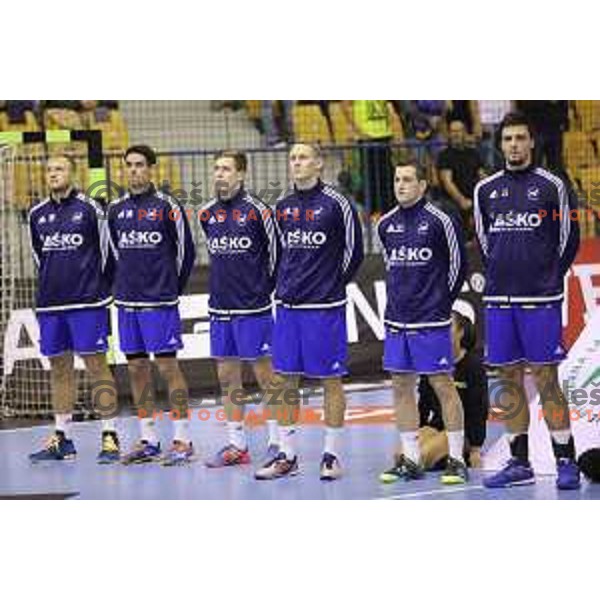 of Celje Pivovarna Lasko in action during EHF Champions league handball match between Celje PL (Slovenia) and Zagreb (Croatia) in Zlatorog Hall, Celje on September 26, 2015
