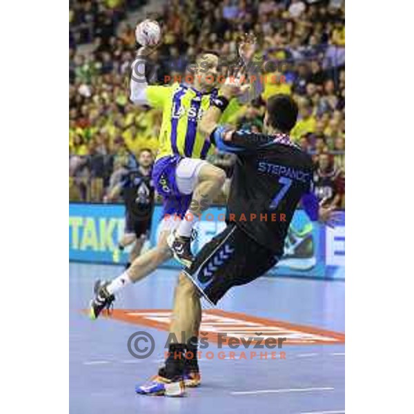Luka Zvizej of Celje Pivovarna Lasko in action during EHF Champions league handball match between Celje PL (Slovenia) and Zagreb (Croatia) in Zlatorog Hall, Celje on September 26, 2015