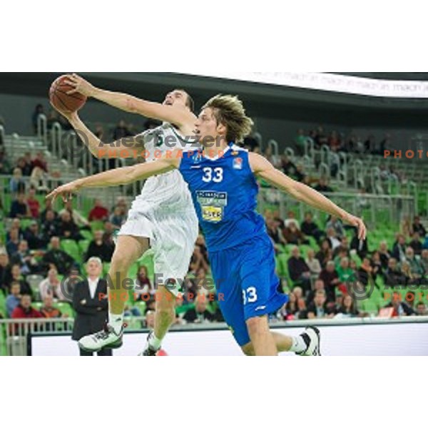 Sava Lesic in action during ABA League basketball match between Union Olimpija Ljubljana - MZT Skopje Aerodrom, Stozice, Ljubljana, 01.10.2015