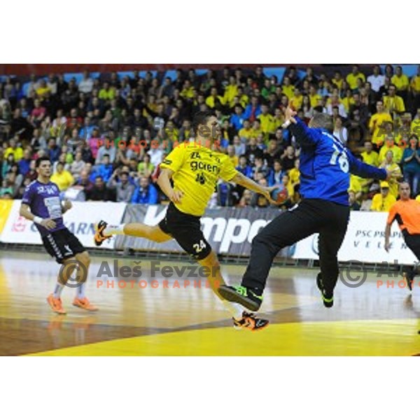 action during handball match Gorenje Velenje- Maribor in Red Hall, Velenje, Slovenia on October 3, 2015