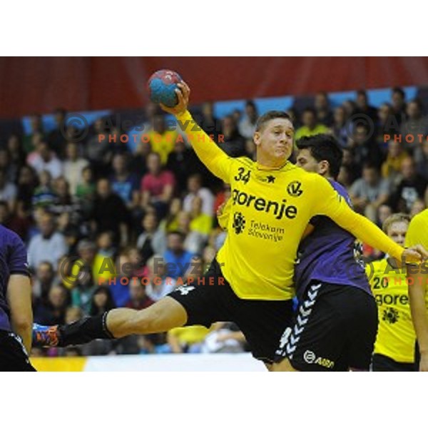 action during handball match Gorenje Velenje- Maribor in Red Hall, Velenje, Slovenia on October 3, 2015