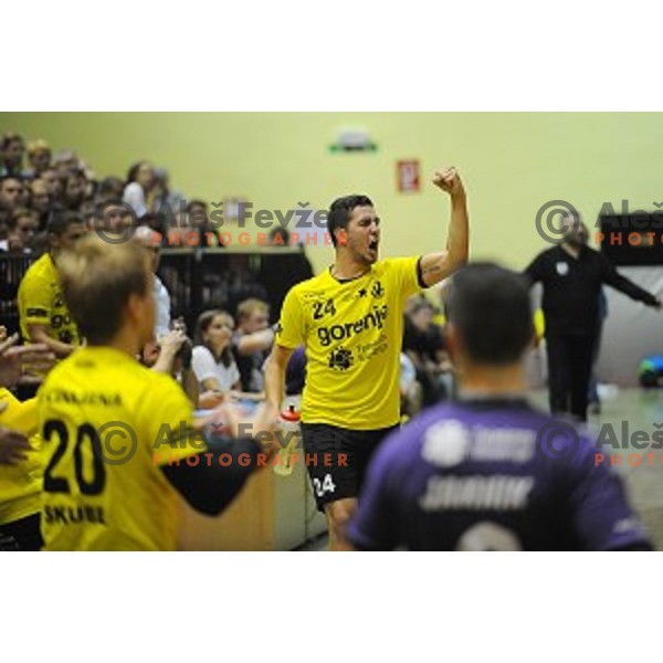 action during handball match Gorenje Velenje- Maribor in Red Hall, Velenje, Slovenia on October 3, 2015