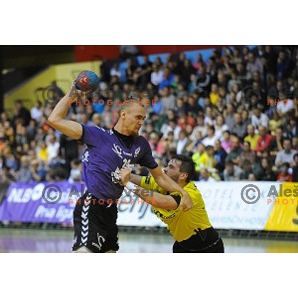 action during handball match Gorenje Velenje- Maribor in Red Hall, Velenje, Slovenia on October 3, 2015