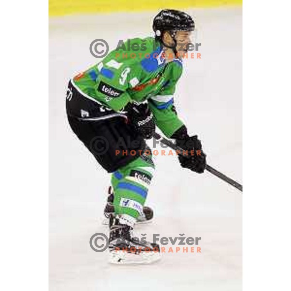 of Telemach Olimpija in action during ice-hockey match Telemach Olimpija-KAC in EBEL league 2015/2016 in Hala Tivoli, Ljubljana, Slovenia on October 9, 2015