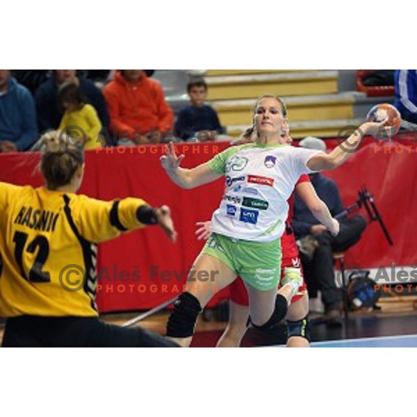 action during women\'s European Championship qualification handball match between Slovenia and Montenegro, Kodeljevo Hall, Ljubljana on October 11, 2015