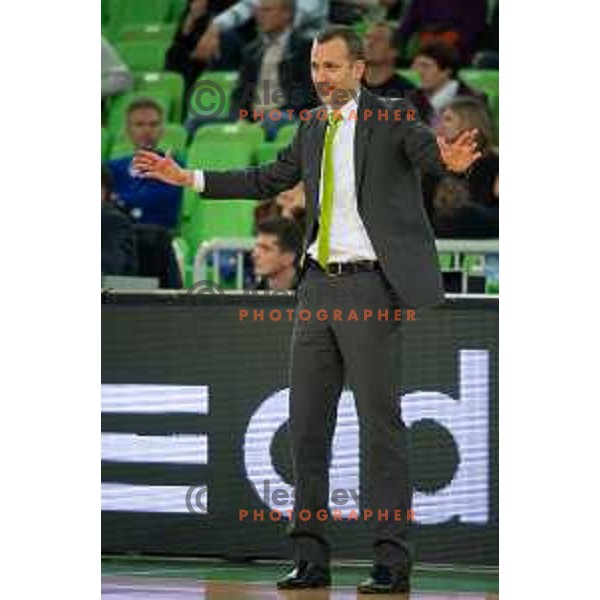 Gasper Potocnik coach of Olimpija during ABA League basketball match between Union Olimpija and Krka in Stozice Arena, Ljubljana,Slovenia on October 11,.2015