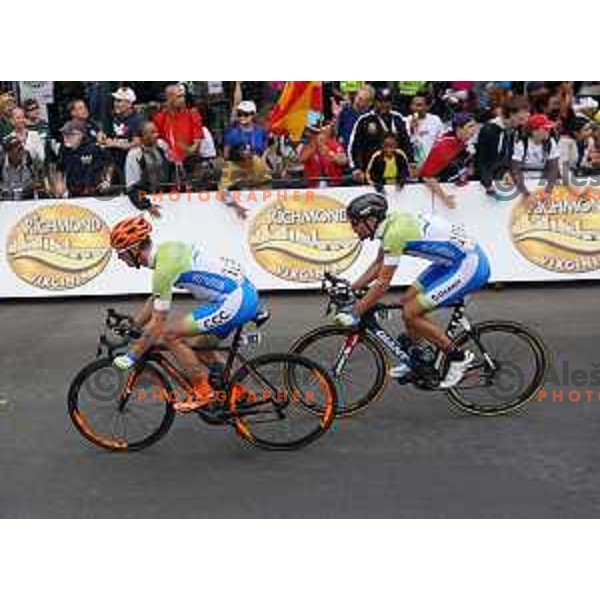 Grega Bole and Luka Mezgec at World Cycling Championships in Richmond, Virginia, USA on September 27, 2015