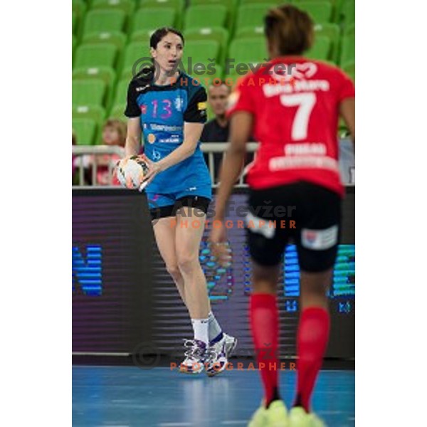 Mirjeta Bajramoska in action during handball match between Krim Mercator - HCM Baia Mare, EHF Women\'s Champions League, Stozice, Ljubljana, 16.10.2015