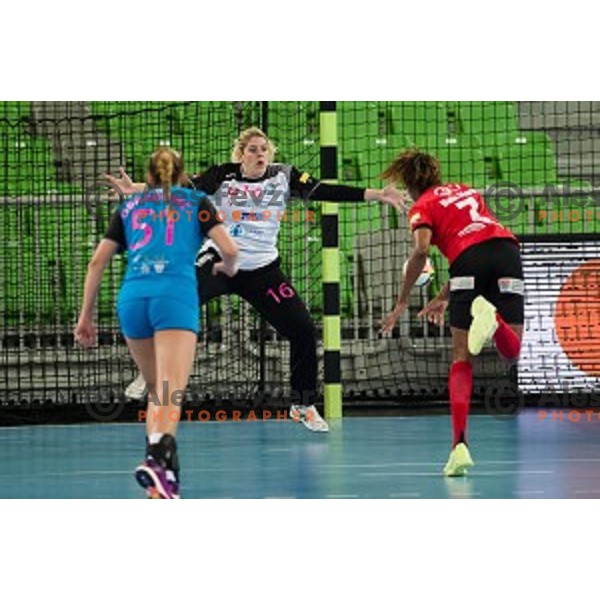 Misa Marincek in action during handball match between Krim Mercator - HCM Baia Mare, EHF Women\'s Champions League, Stozice, Ljubljana, 16.10.2015