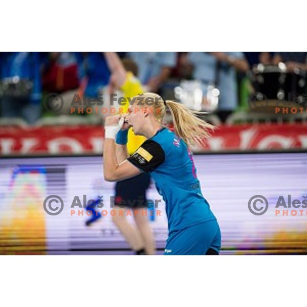 Tamara Mavsar in action during handball match between Krim Mercator - HCM Baia Mare, EHF Women\'s Champions League, Stozice, Ljubljana, 16.10.2015