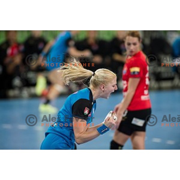 Tamara Mavsar in action during handball match between Krim Mercator - HCM Baia Mare, EHF Women\'s Champions League, Stozice, Ljubljana, 16.10.2015