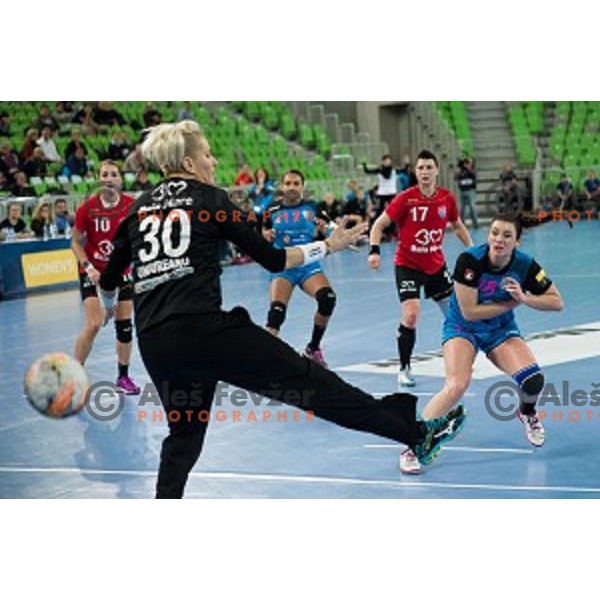 Nina Zulic in action during handball match between Krim Mercator - HCM Baia Mare, EHF Women\'s Champions League, Stozice, Ljubljana, 16.10.2015