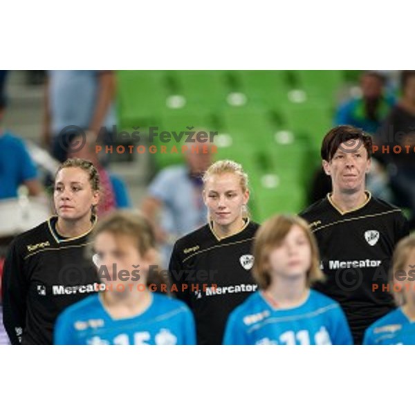 Sergeja Stefanisin in action during handball match between Krim Mercator - HCM Baia Mare, EHF Women\'s Champions League, Stozice, Ljubljana, 16.10.2015