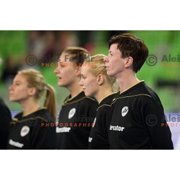 Sergeja Stefanisin in action during handball match between Krim Mercator - HCM Baia Mare, EHF Women\'s Champions League, Stozice, Ljubljana, 16.10.2015