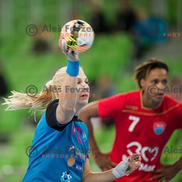 Tamara Mavsar in action during handball match between Krim Mercator - HCM Baia Mare, EHF Women\'s Champions League, Stozice, Ljubljana, 16.10.2015