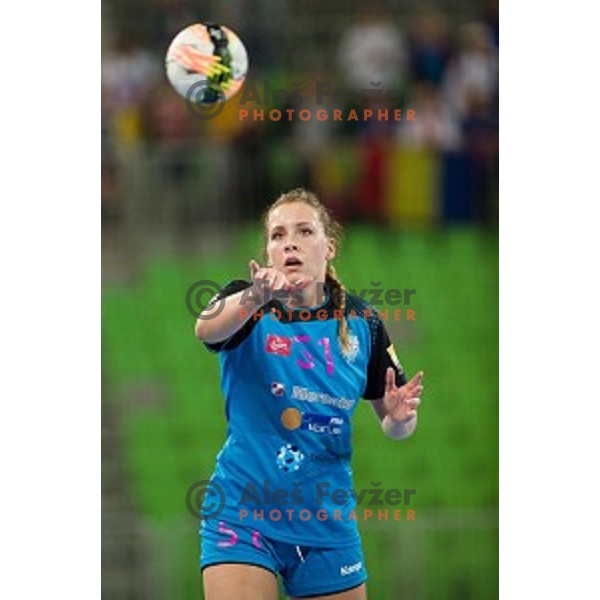 Marija Obradovic in action during handball match between Krim Mercator - HCM Baia Mare, EHF Women\'s Champions League, Stozice, Ljubljana, 16.10.2015