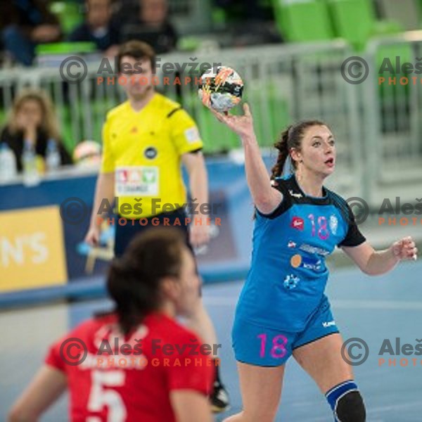 Nina Zulic in action during handball match between Krim Mercator - HCM Baia Mare, EHF Women\'s Champions League, Stozice, Ljubljana, 16.10.2015