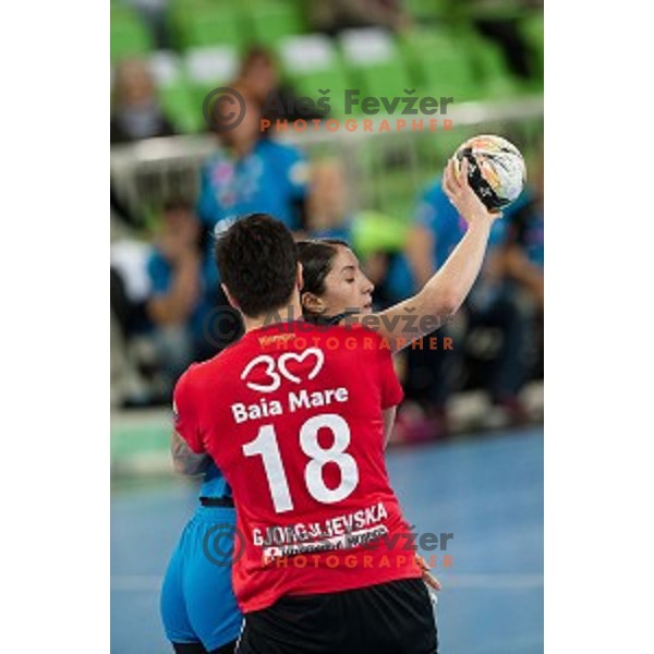 Mirjeta Bajramoska in action during handball match between Krim Mercator - HCM Baia Mare, EHF Women\'s Champions League, Stozice, Ljubljana, 16.10.2015