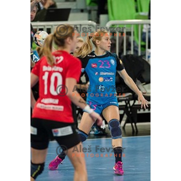 Polona Baric in action during handball match between Krim Mercator - HCM Baia Mare, EHF Women\'s Champions League, Stozice, Ljubljana, 16.10.2015