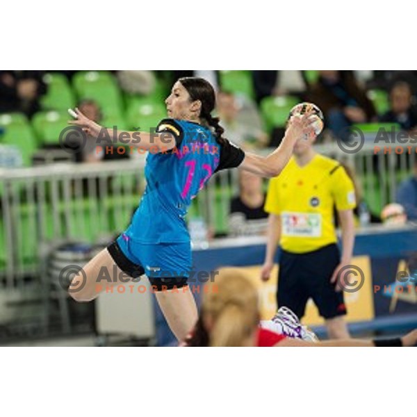 Mirjeta Bajramoska in action during handball match between Krim Mercator - HCM Baia Mare, EHF Women\'s Champions League, Stozice, Ljubljana, 16.10.2015