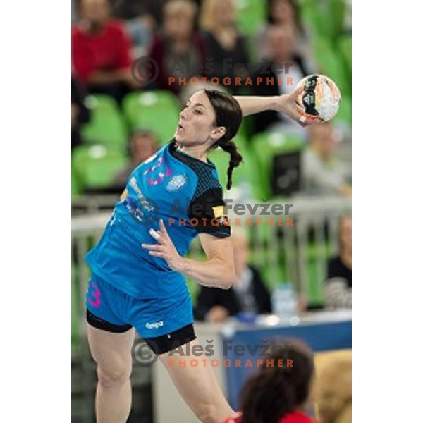 Mirjeta Bajramoska in action during handball match between Krim Mercator - HCM Baia Mare, EHF Women\'s Champions League, Stozice, Ljubljana, 16.10.2015