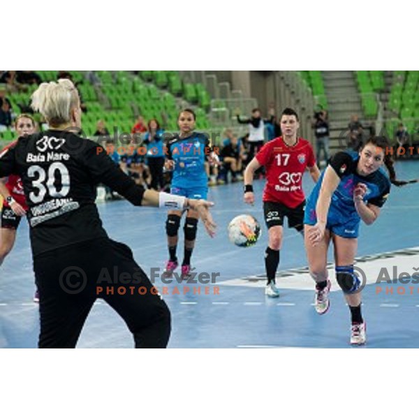 Nina Zulic in action during handball match between Krim Mercator - HCM Baia Mare, EHF Women\'s Champions League, Stozice, Ljubljana, 16.10.2015