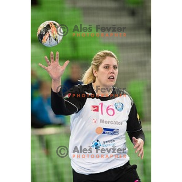 Misa Marincek in action during handball match between Krim Mercator - HCM Baia Mare, EHF Women\'s Champions League, Stozice, Ljubljana, 16.10.2015