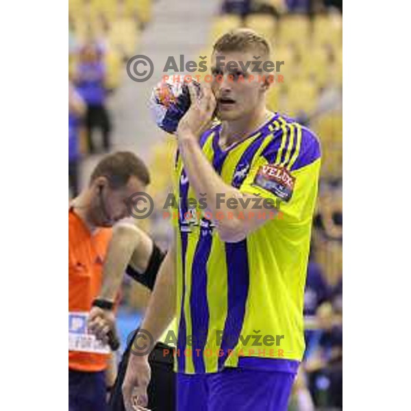 of Celje Pivovarna Lasko in action during EHF Champions league match Between Celje PL and Wisla Krakow in Zlatorog Hall, Celje, Slovenia on October 3, 2015
