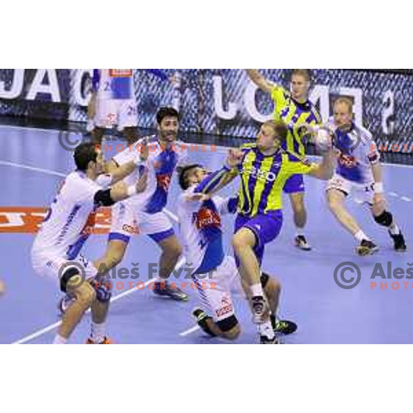 of Celje Pivovarna Lasko in action during EHF Champions league match Between Celje PL and Wisla Krakow in Zlatorog Hall, Celje, Slovenia on October 3, 2015