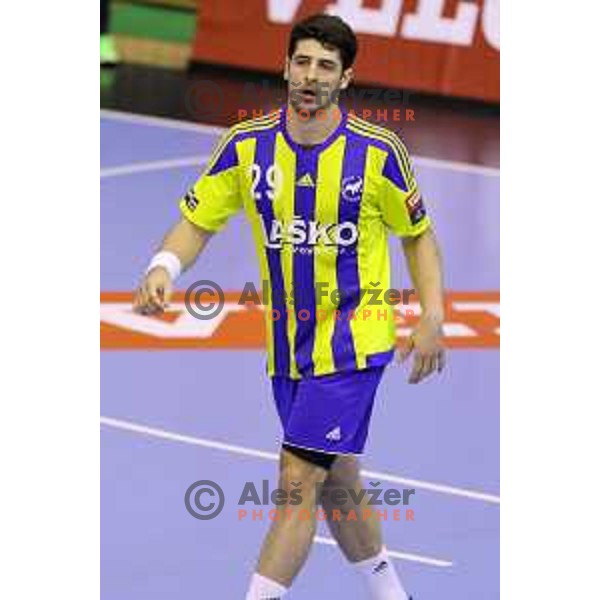 of Celje Pivovarna Lasko in action during EHF Champions league match Between Celje PL and Wisla Krakow in Zlatorog Hall, Celje, Slovenia on October 3, 2015