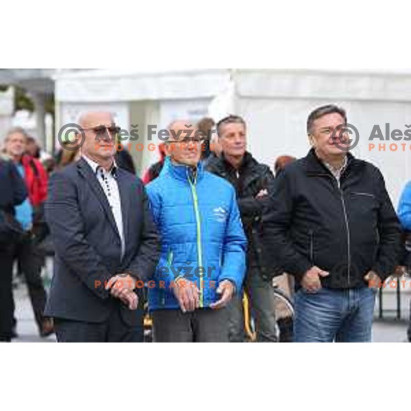 Bogdan Gabrovec, Miro Cerar, Zoran Jankovic at Olympic Festival with Slovenian Olympic Committee at Congress Square in Ljubljana, Slovenia on October 18, 2015