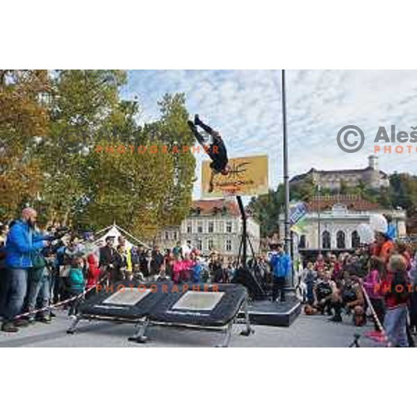Dunking Devils at Olympic Festival with Slovenian Olympic Committee at Congress Square in Ljubljana, Slovenia on October 18, 2015