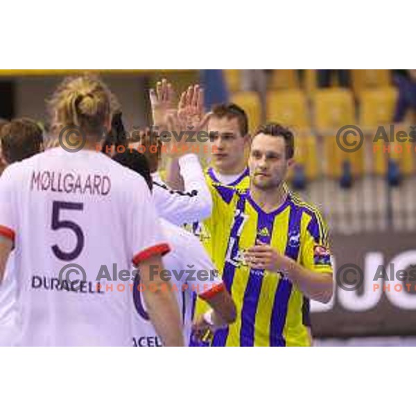 Luka Zvizej of Celje Pivovarna Lasko in action during EHF Champions league match between Celje PL (Slovenia) and Paris Saint Germain (France) in Zlatorog Hall, Celje, Slovenia on October 18, 2015