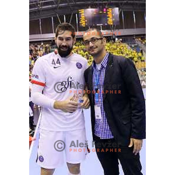 Nikola Karabatic of Paris SG in action during EHF Champions league match between Celje PL (Slovenia) and Paris Saint Germain (France) in Zlatorog Hall, Celje, Slovenia on October 18, 2015