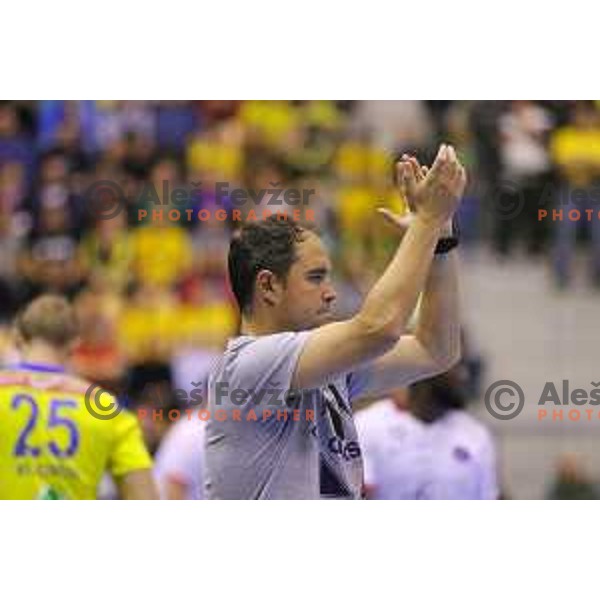 Branko Tamse, coach of Celje Pivovarna Lasko in action during EHF Champions league match between Celje PL (Slovenia) and Paris Saint Germain (France) in Zlatorog Hall, Celje, Slovenia on October 18, 2015