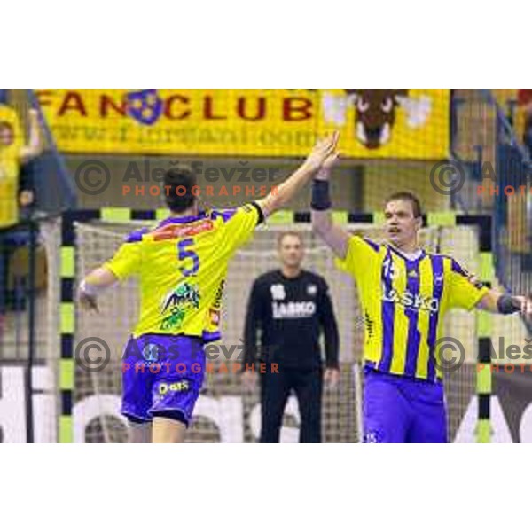 Vid Poteko of Celje Pivovarna Lasko in action during EHF Champions league match Between Celje PL and Paris Saint Germain in Zlatorog Hall, Celje, Slovenia on October 18, 2015