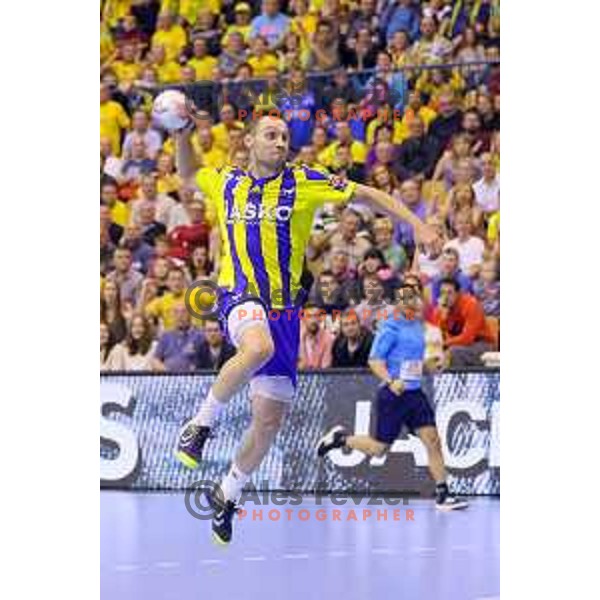 Luka Zvizej of Celje Pivovarna Lasko in action during EHF Champions league match between Celje PL (Slovenia) and Paris Saint Germain (France) in Zlatorog Hall, Celje, Slovenia on October 18, 2015