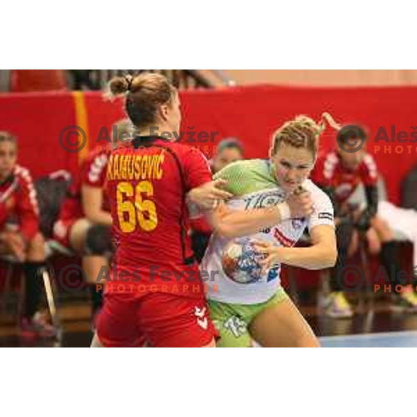 Neli Irman in action during women\'s European Championship qualification handball match between Slovenia and Montenegro, Kodeljevo Hall, Ljubljana on October 11, 2015