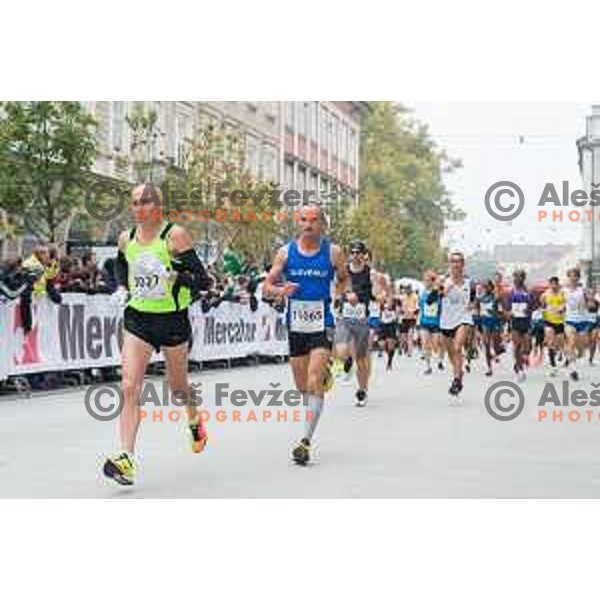 runners during 20.Volkswagen Ljubljana Marathon, Slovenia on October 25, 2015.