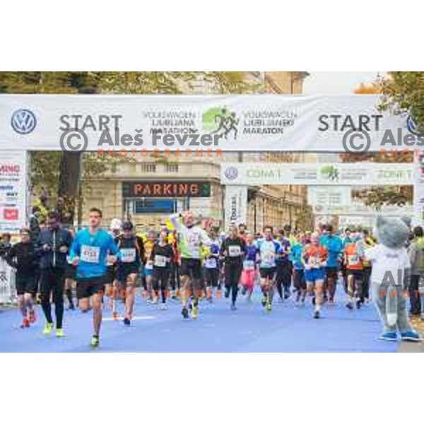runners during 20.Volkswagen Ljubljana Marathon, Slovenia on October 25, 2015.