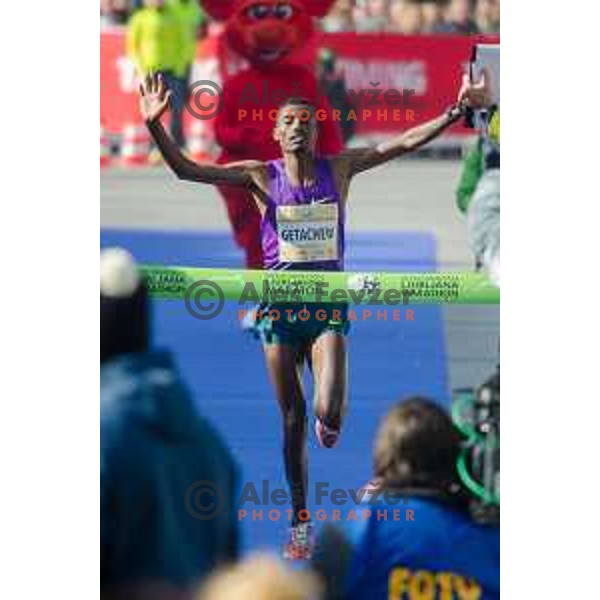 Getachew Limenih (ETH) wins 20.Volkswagen Ljubljana Marathon, Slovenia on October 25, 2015.